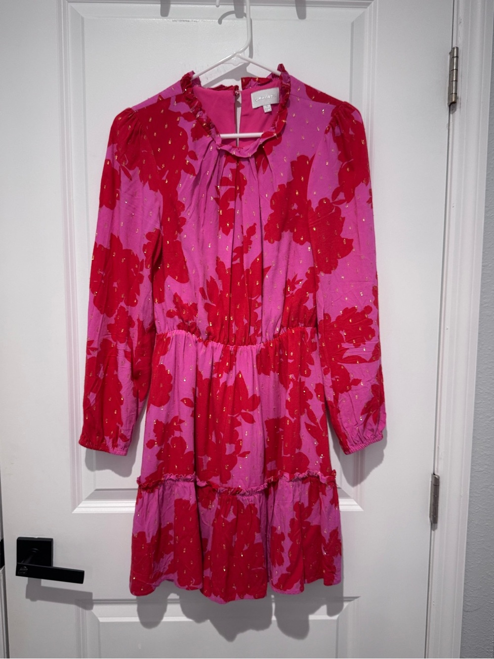 Pink and Red Floral Tiered Dress